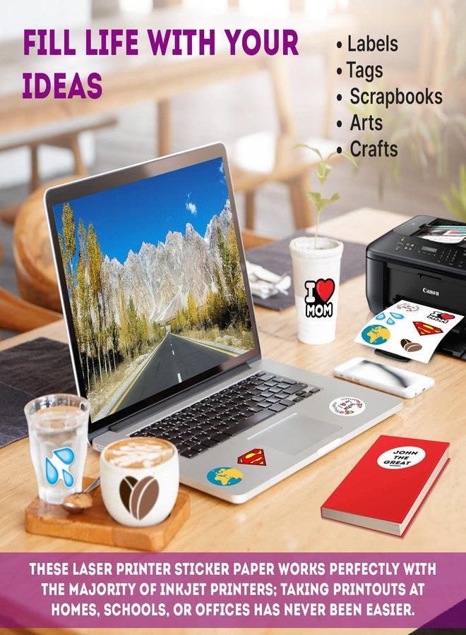 FUNSTITUTION 20 Premium Printable Vinyl Sticker Paper - 8.5x11 inches Matte Decal Waterproof Vinyl Sticker Paper - Image 5